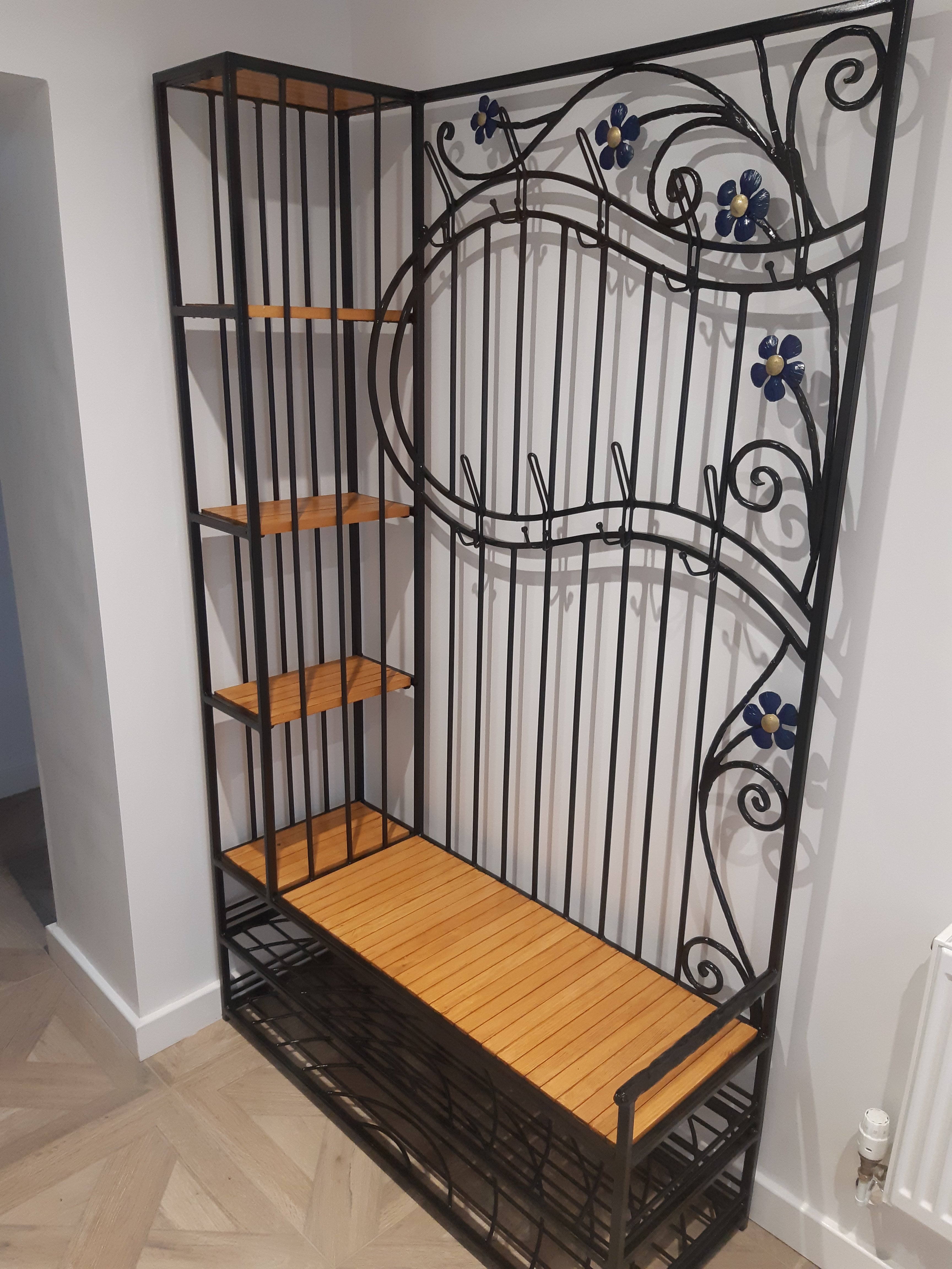 Free standing Clothing Shoes Rack, Bench, Storage - Made to measure, Wrought iron, metal