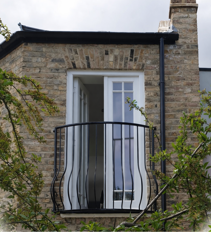 Bespoke Wrought Iron Juliet Balcony with Mesh Floor. 18