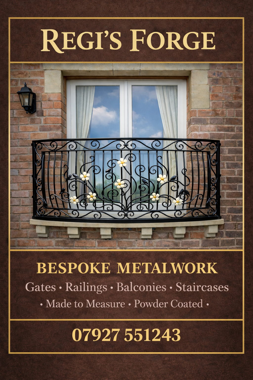 Bespoke Wrought Iron Juliet Balcony - Grape Vine Design - Powder coated. 14