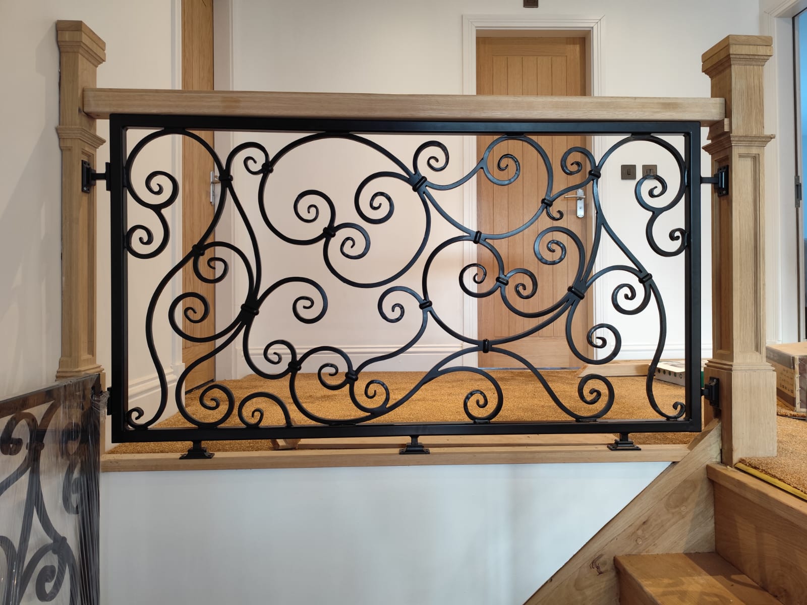 Bespoke Hand Forged Iron Staircase Railing – Elegant Scrollwork. 46