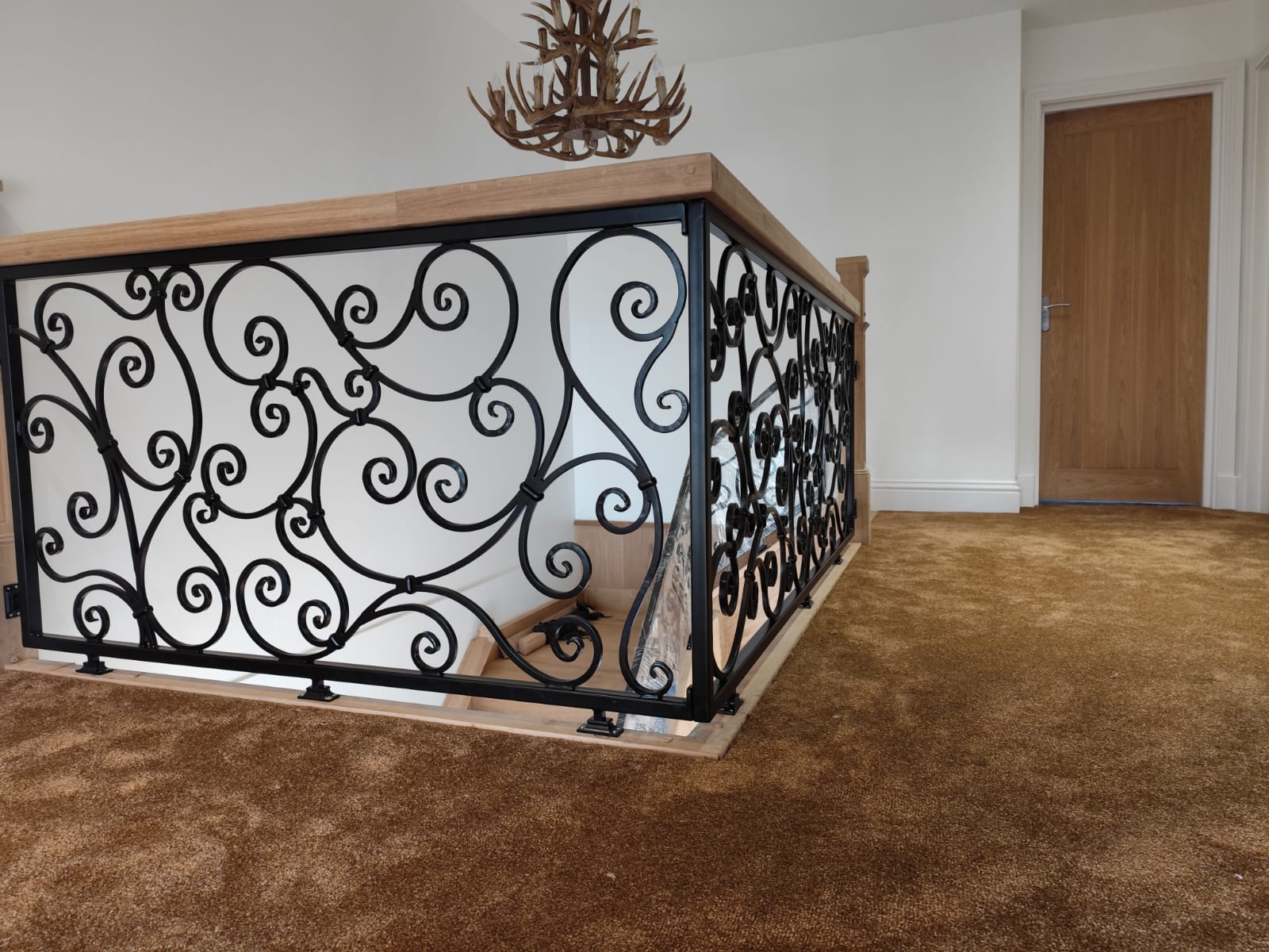 Bespoke Hand Forged Iron Staircase Railing – Elegant Scrollwork. 46