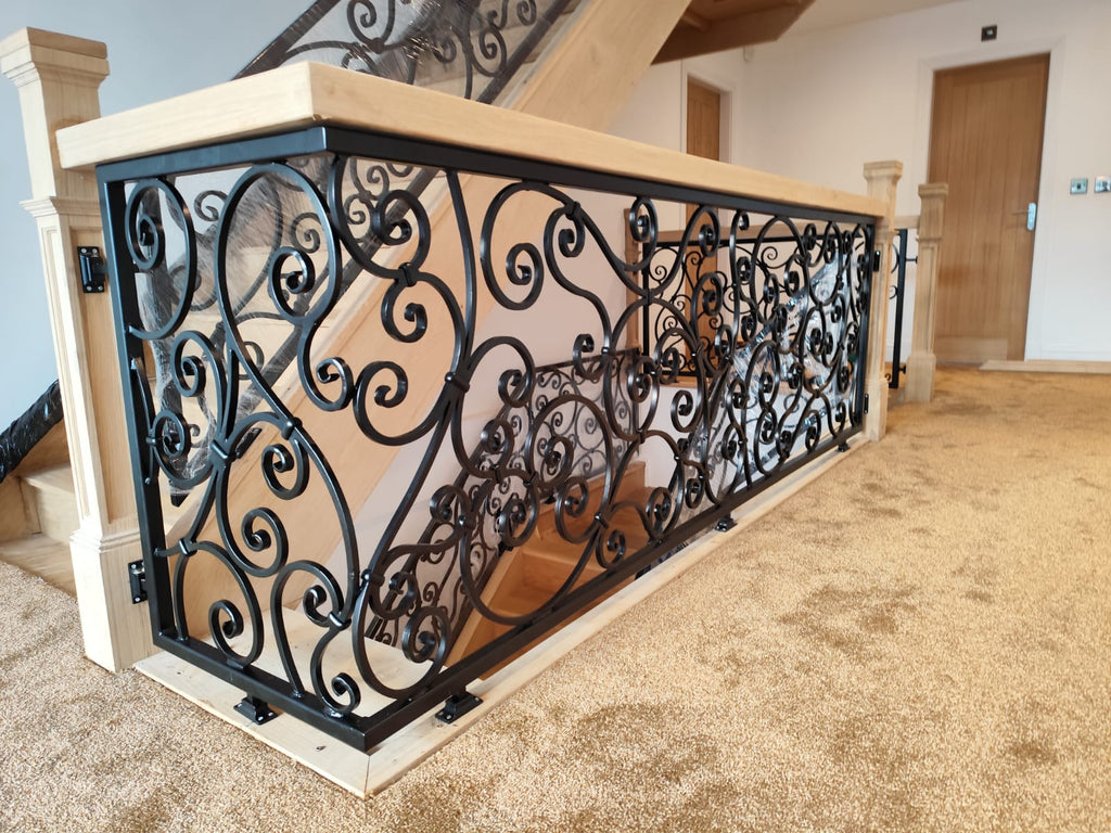 Bespoke Hand Forged Iron Staircase Railing – Elegant Scrollwork. 46