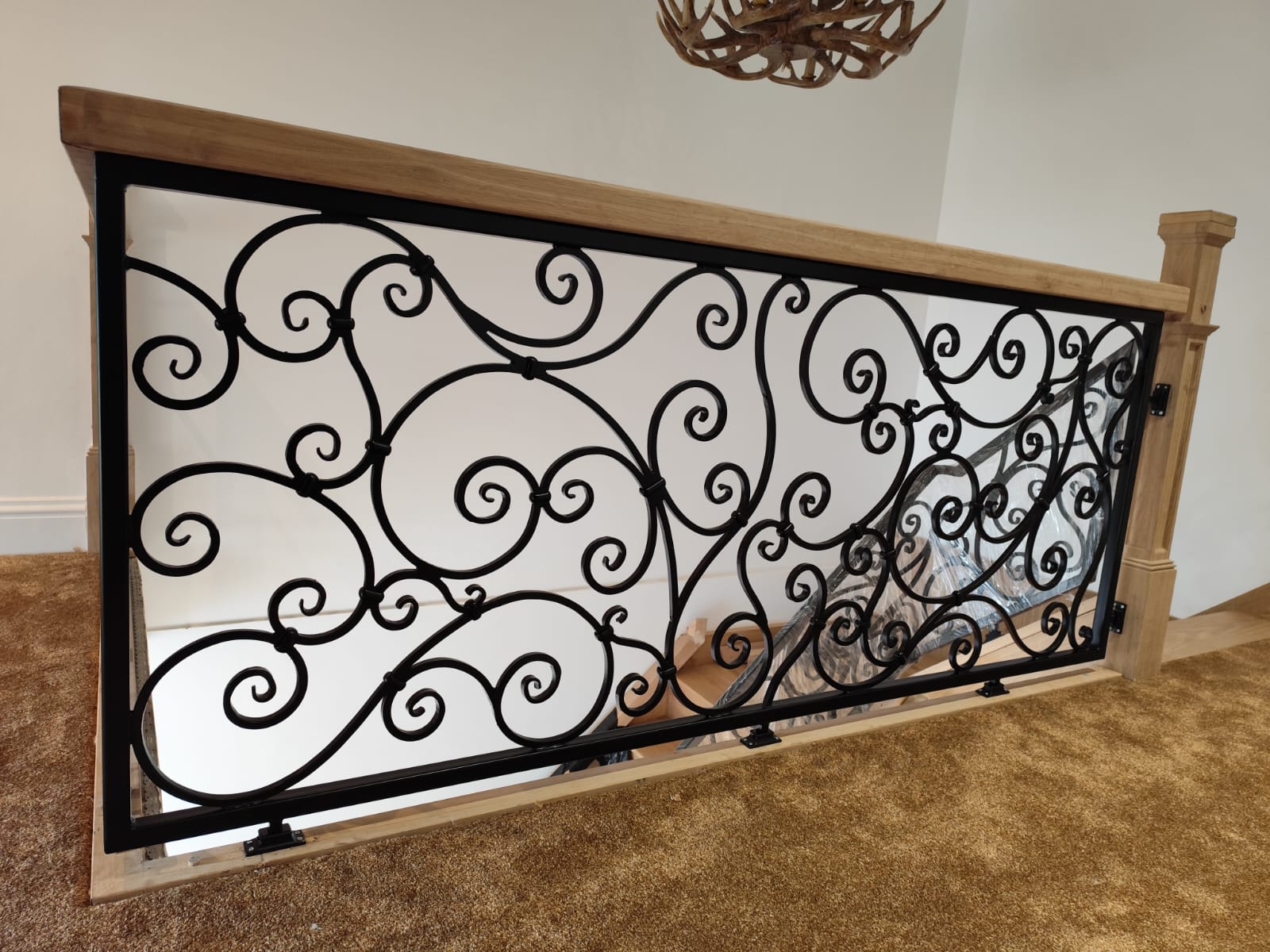 Bespoke Hand Forged Iron Staircase Railing – Elegant Scrollwork. 46
