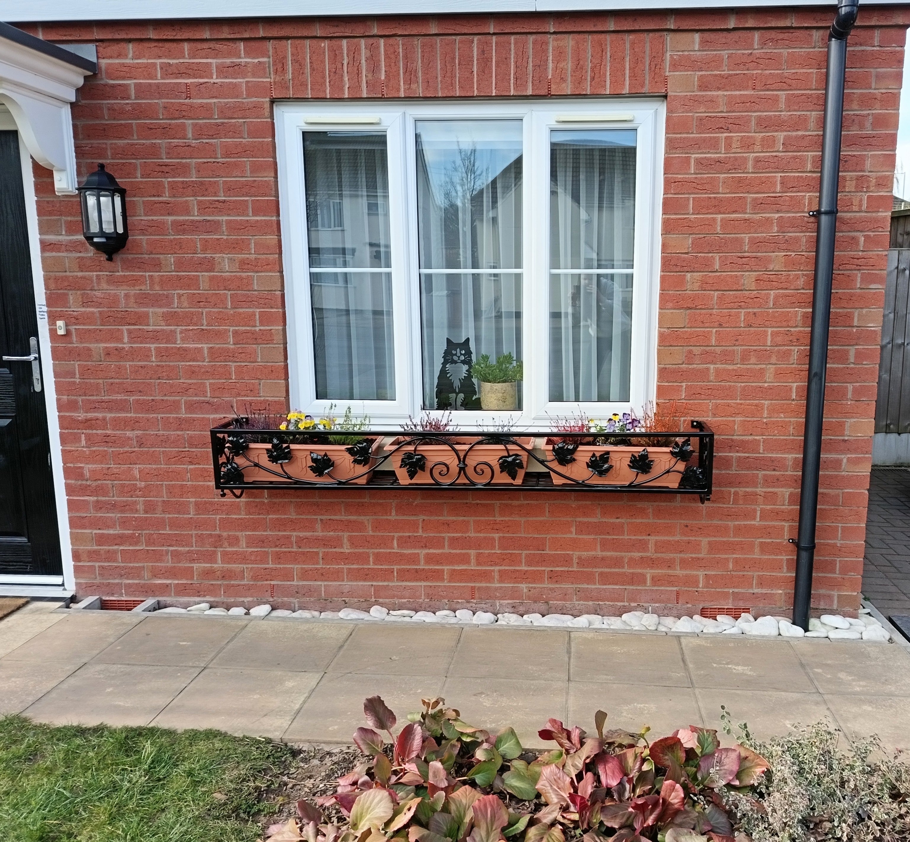 Bespoke Wrought Iron Window Flower Basket - Hand Forged Leaf Design. 40