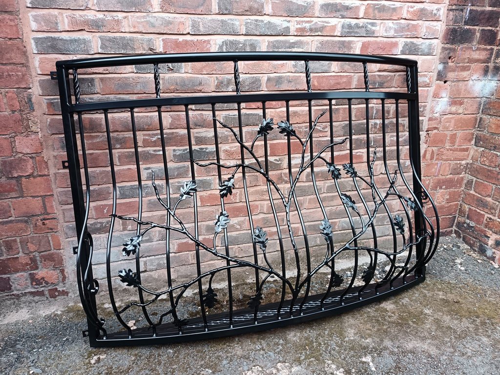 Hand Forged Juliet Balcony with Mesh floor - Oak leaves Design. 79