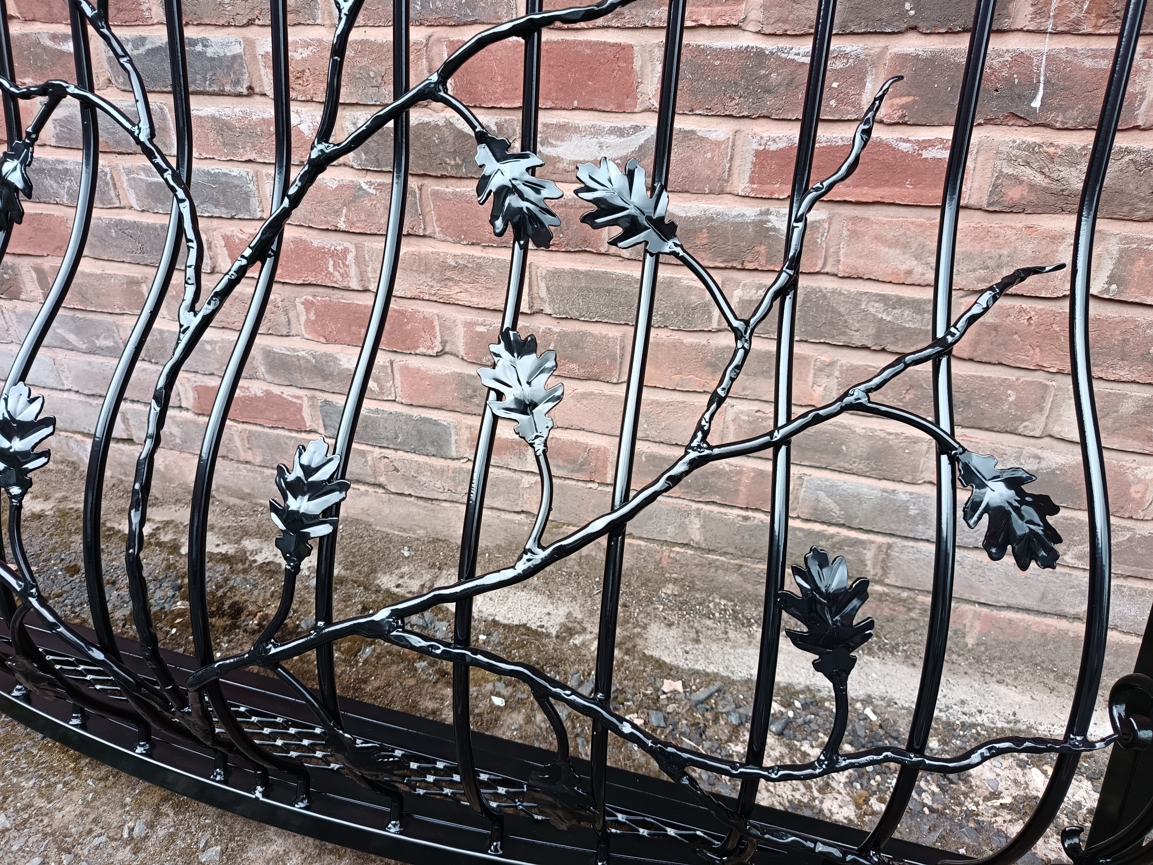 Hand Forged Juliet Balcony with Mesh floor - Oak leaves Design. 79