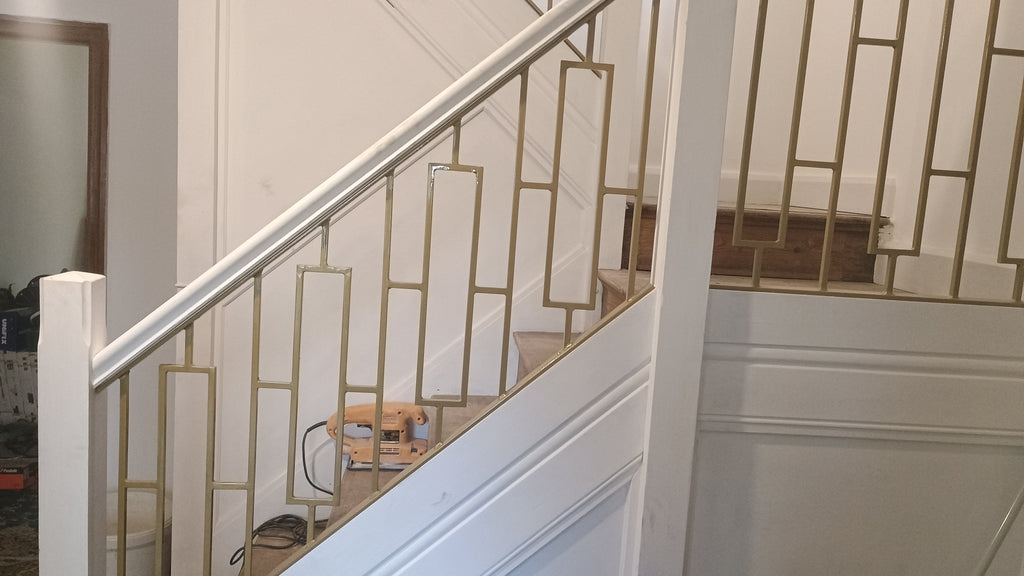 Hand Forged Wrought Iron Stair Railing - Modern Design. 44