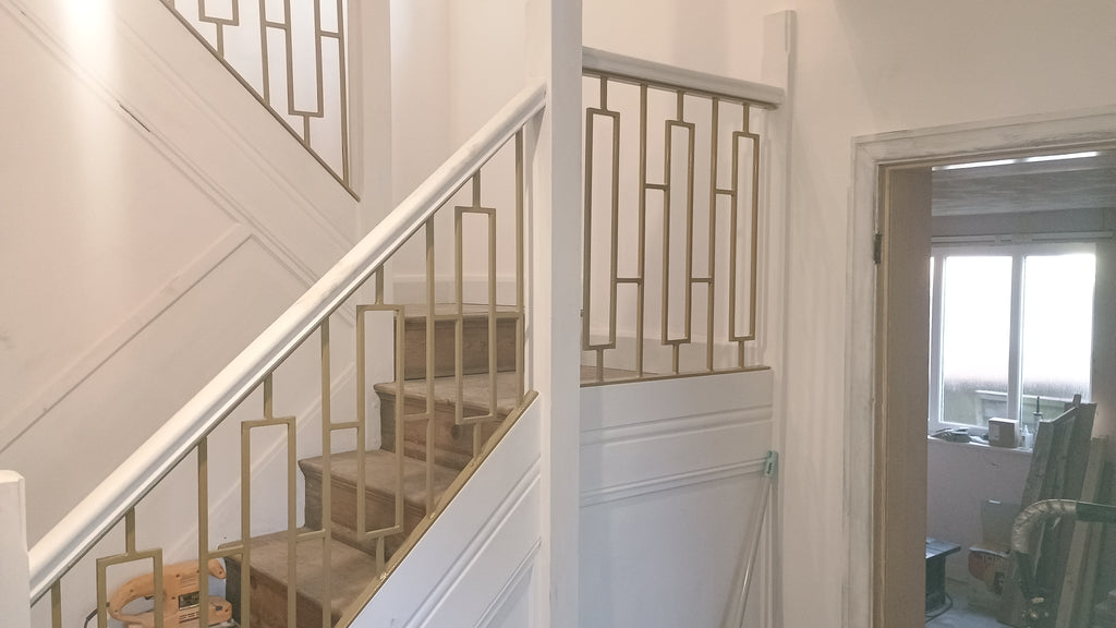 Hand Forged Wrought Iron Stair Railing - Modern Design. 44