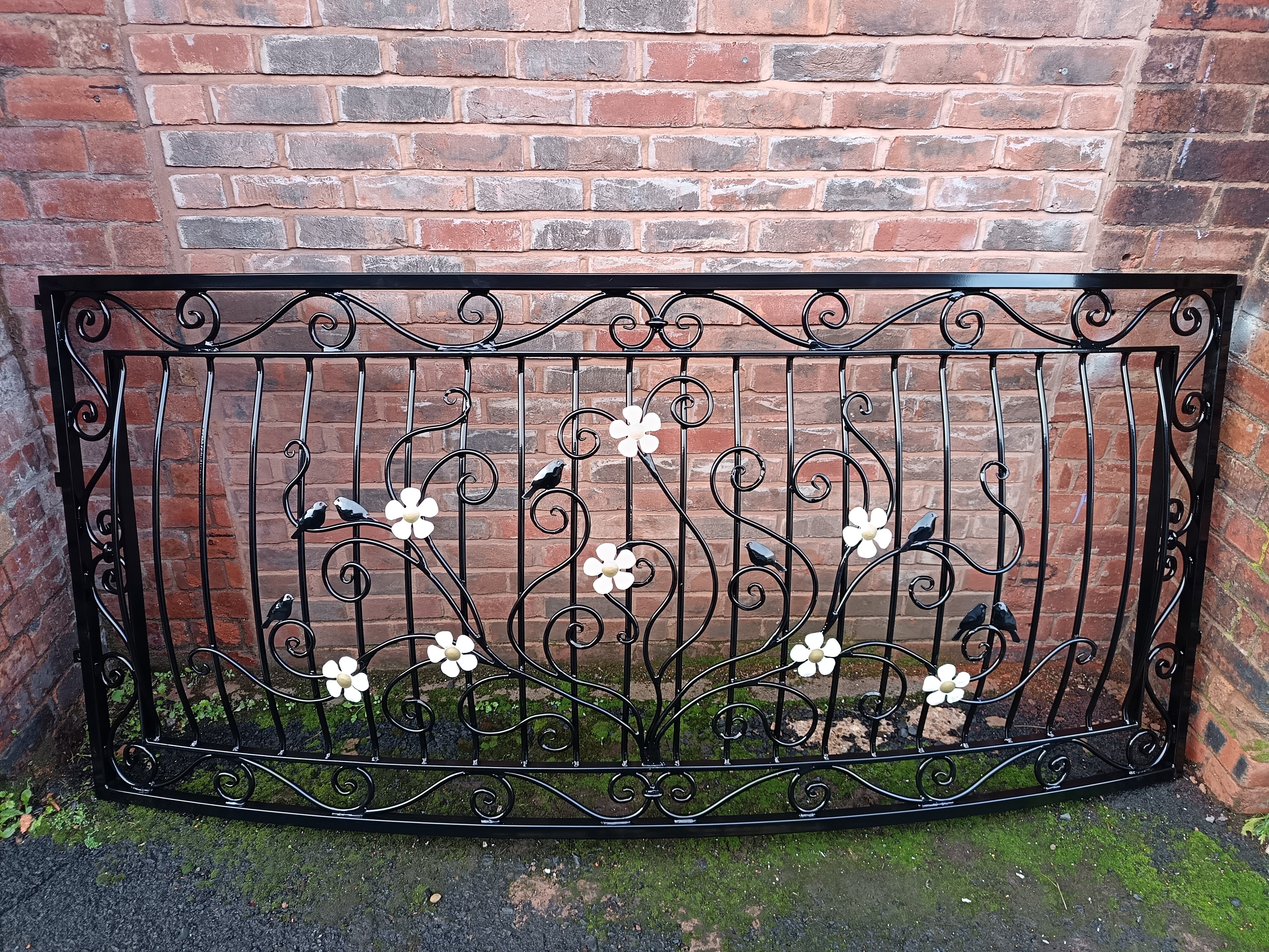 Bespoke Hand Forged Iron Juliet balcony - Elegant Scrollwork & Birds Design. 17
