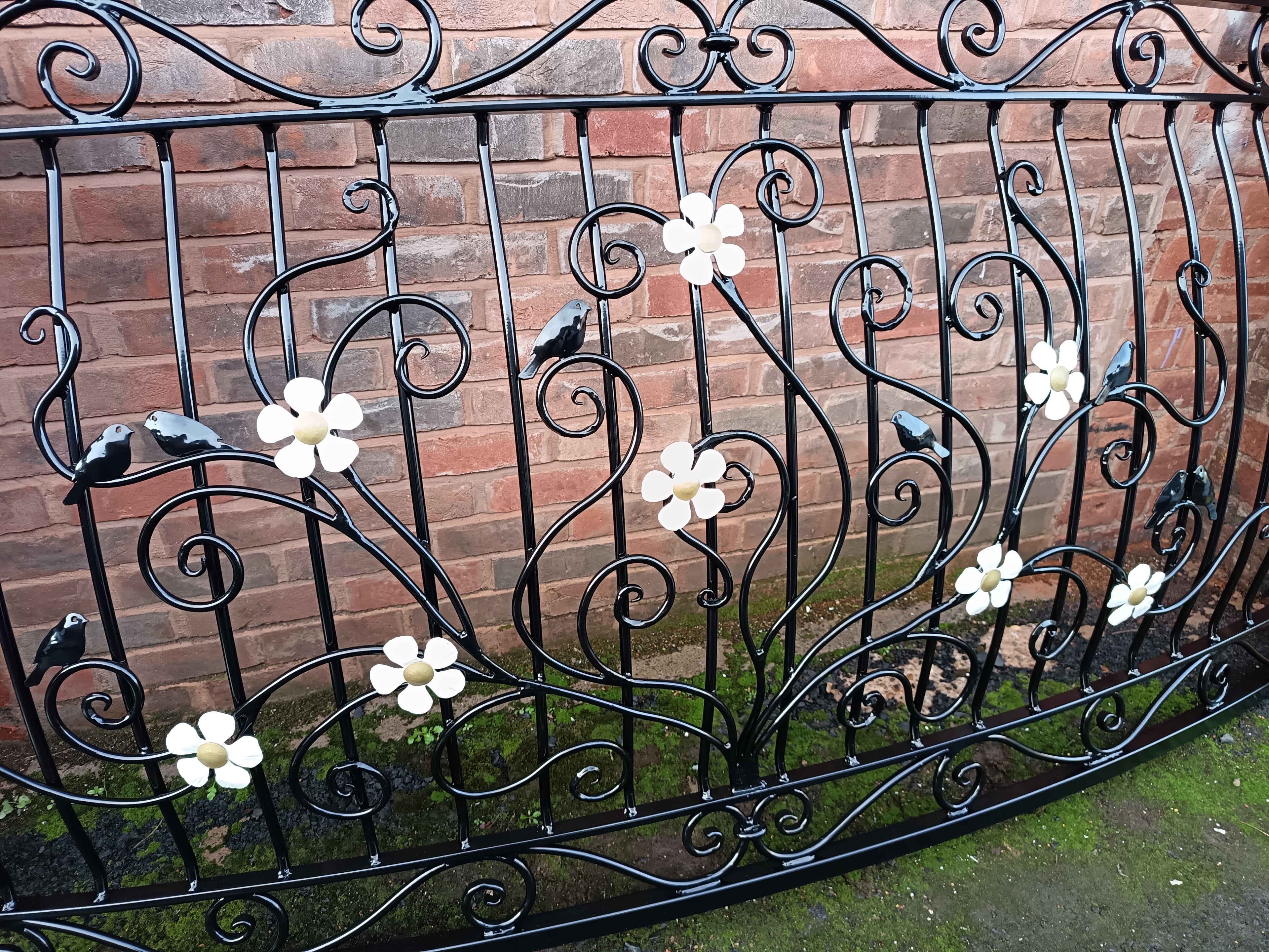 Bespoke Hand Forged Iron Juliet balcony - Elegant Scrollwork & Birds Design. 17