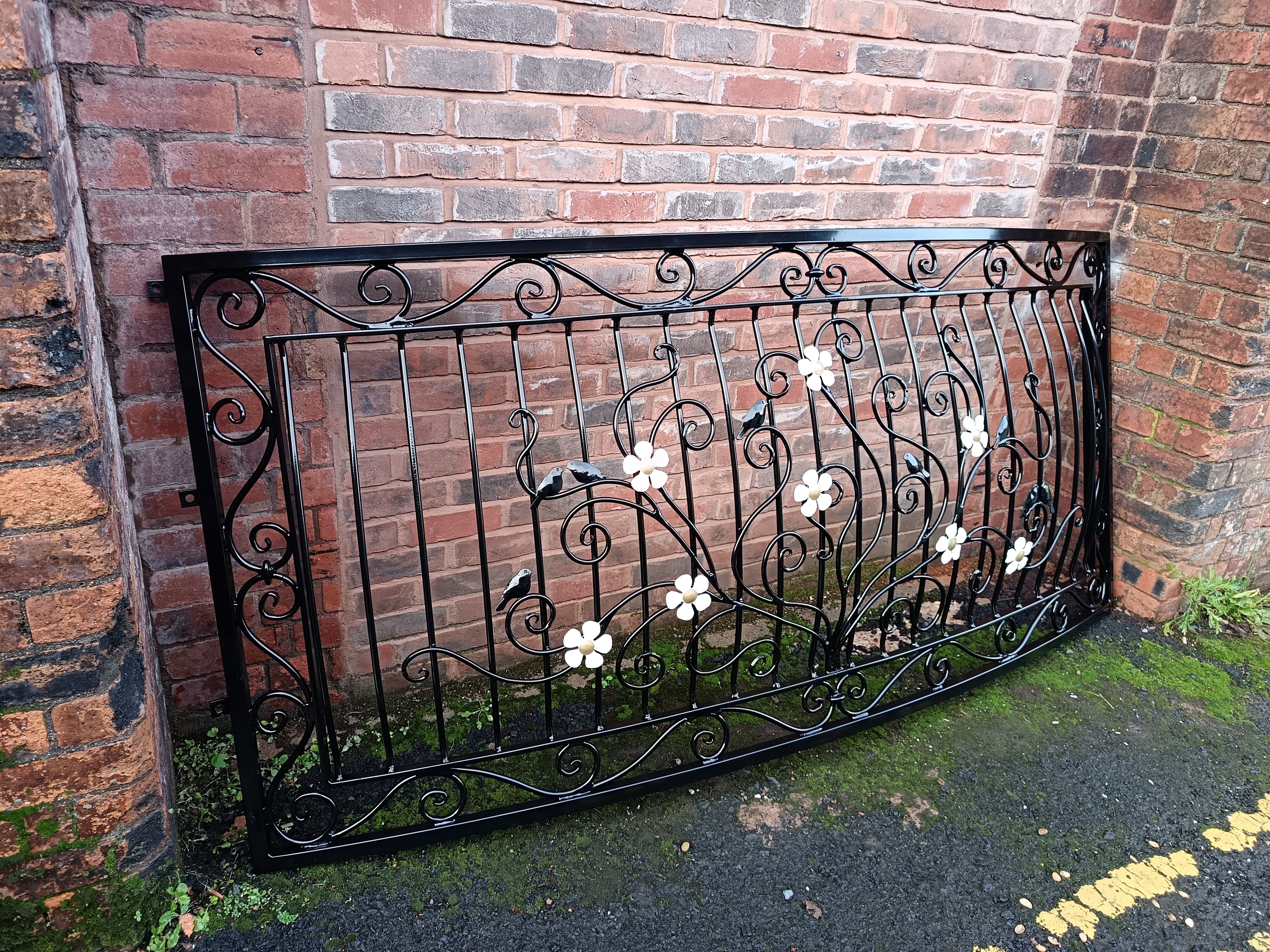 Bespoke Hand Forged Iron Juliet balcony - Elegant Scrollwork & Birds Design. 17