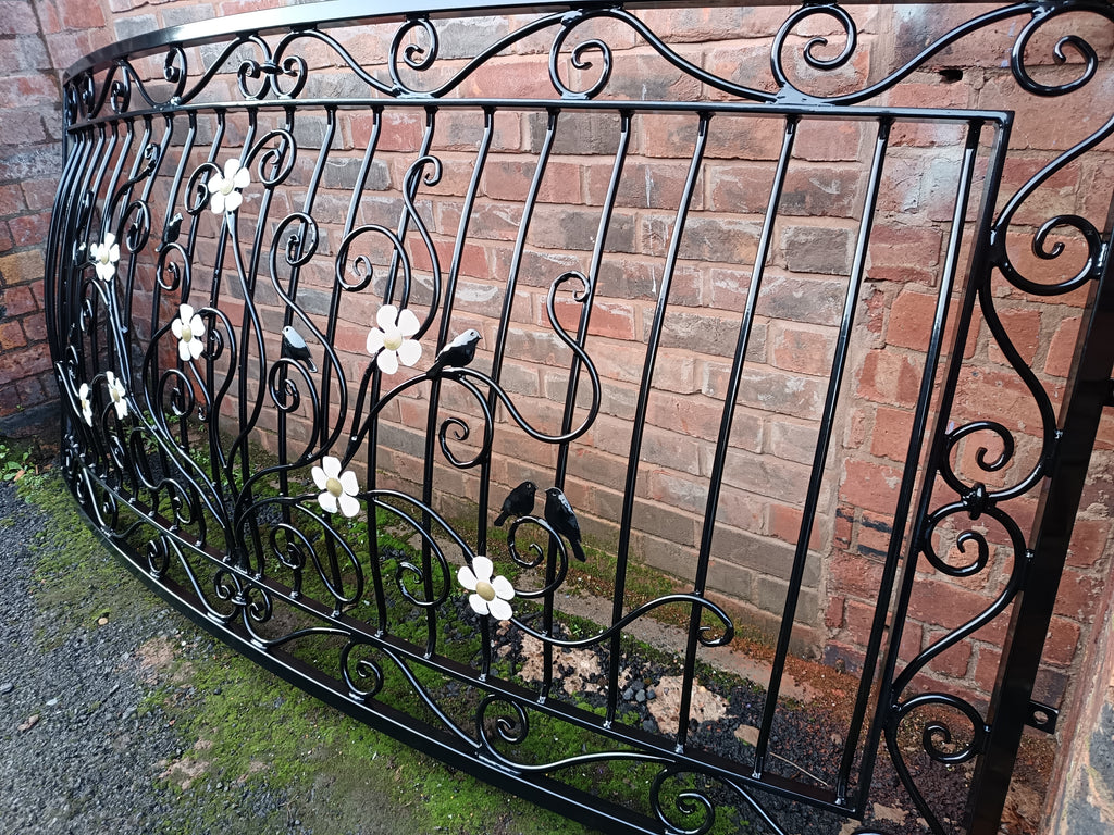 Bespoke Hand Forged Iron Juliet balcony - Elegant Scrollwork & Birds Design. 17