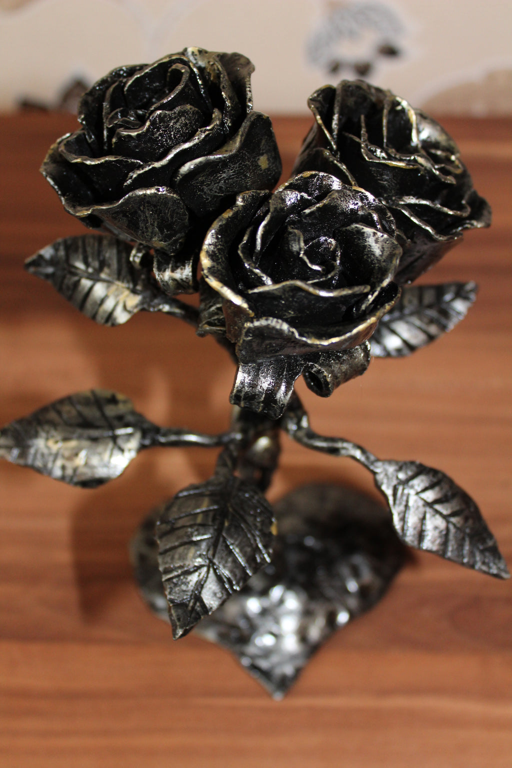 Hand forged metal wrought iron roses