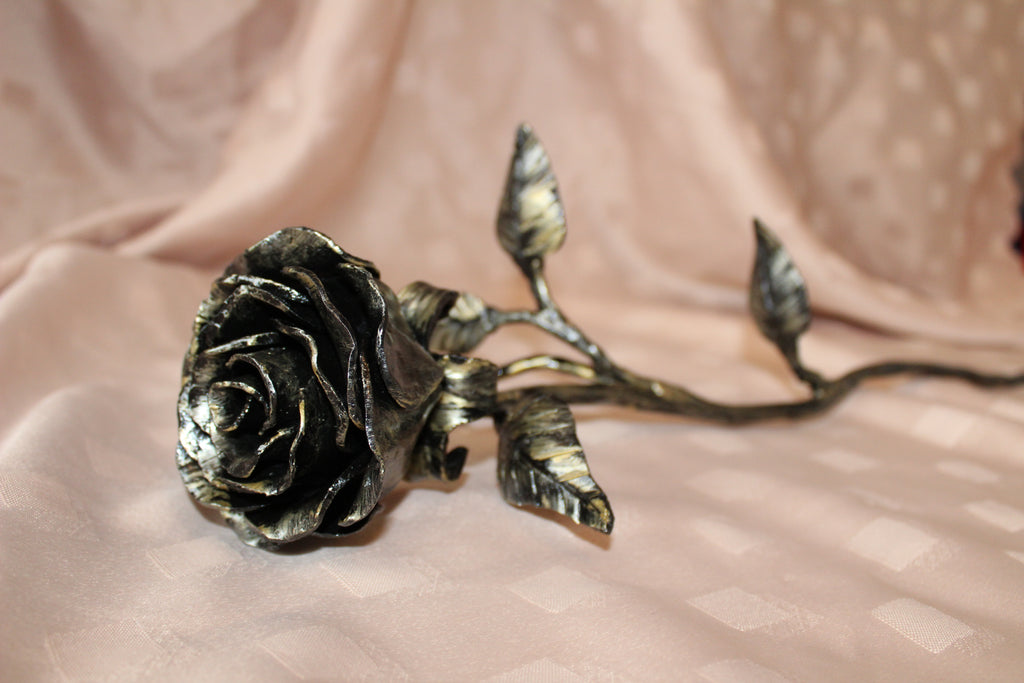 Hand forged metal wrought iron roses