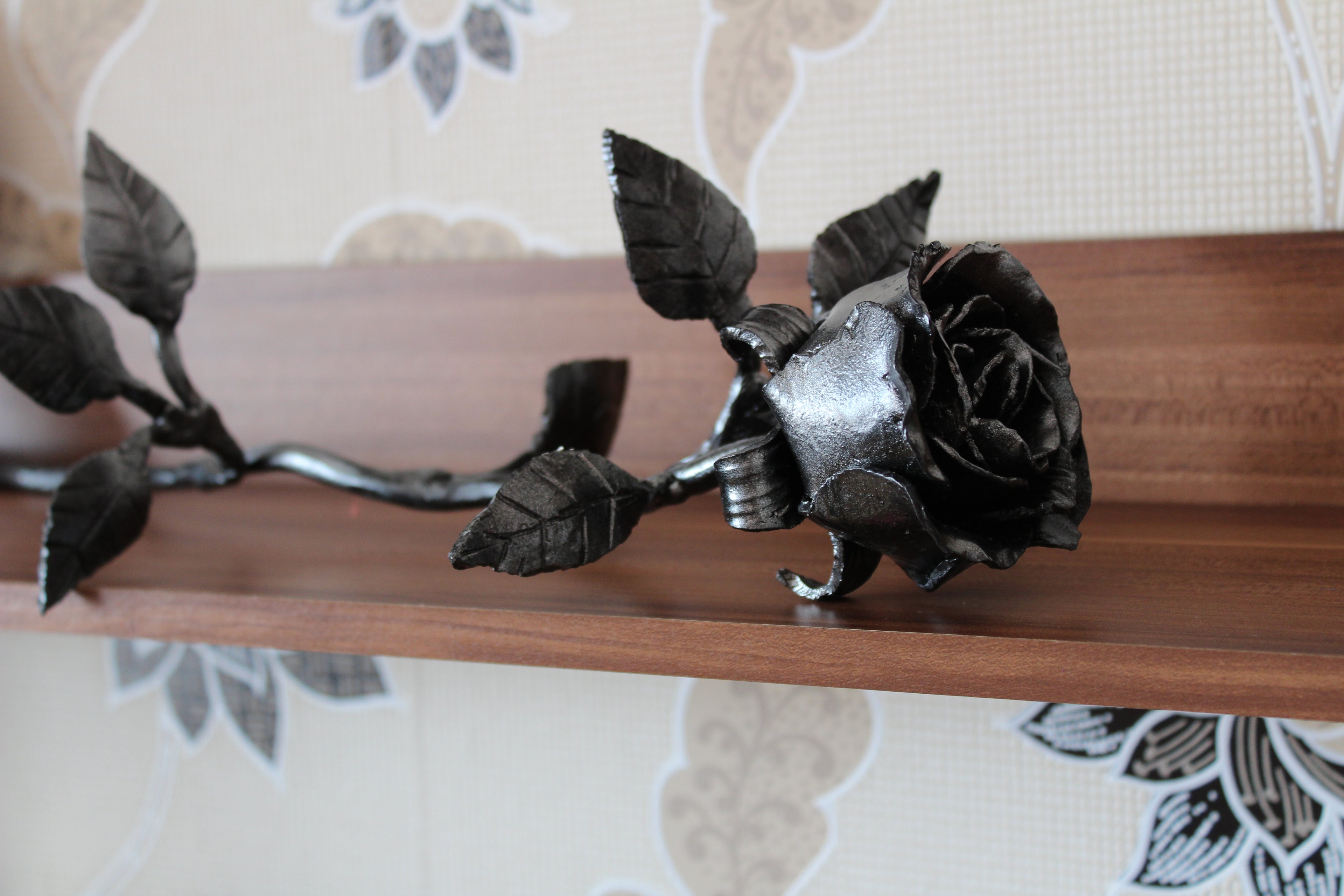 Hand forged metal wrought iron roses