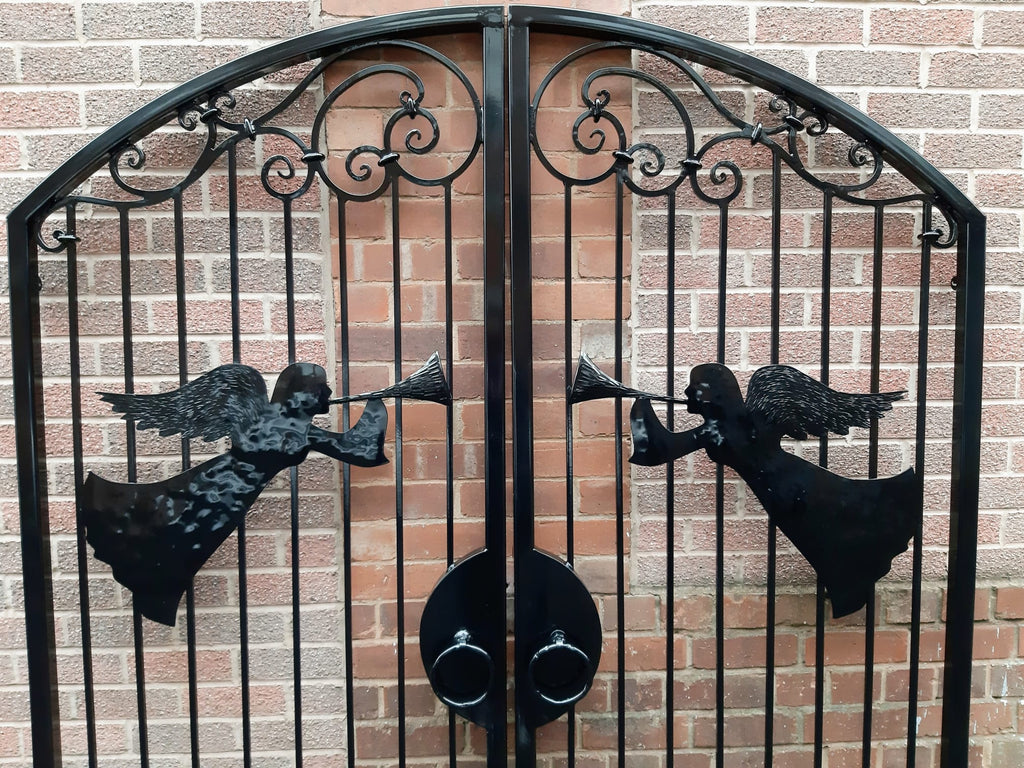 Hand Forged Wrought Iron Driveway Gate - Angel Design. 37