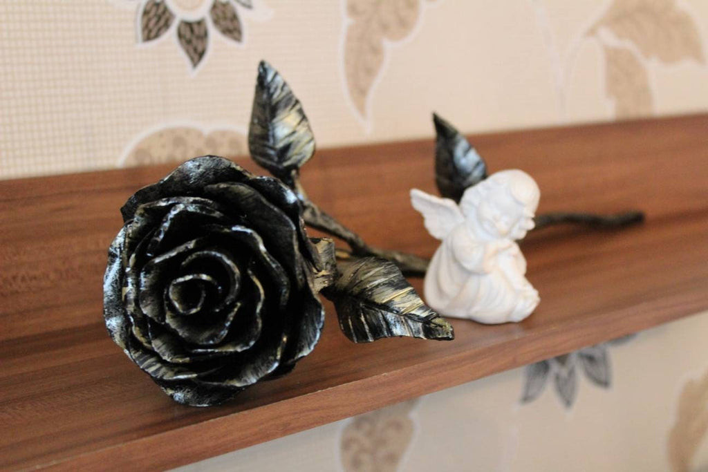 Hand forged metal wrought iron roses