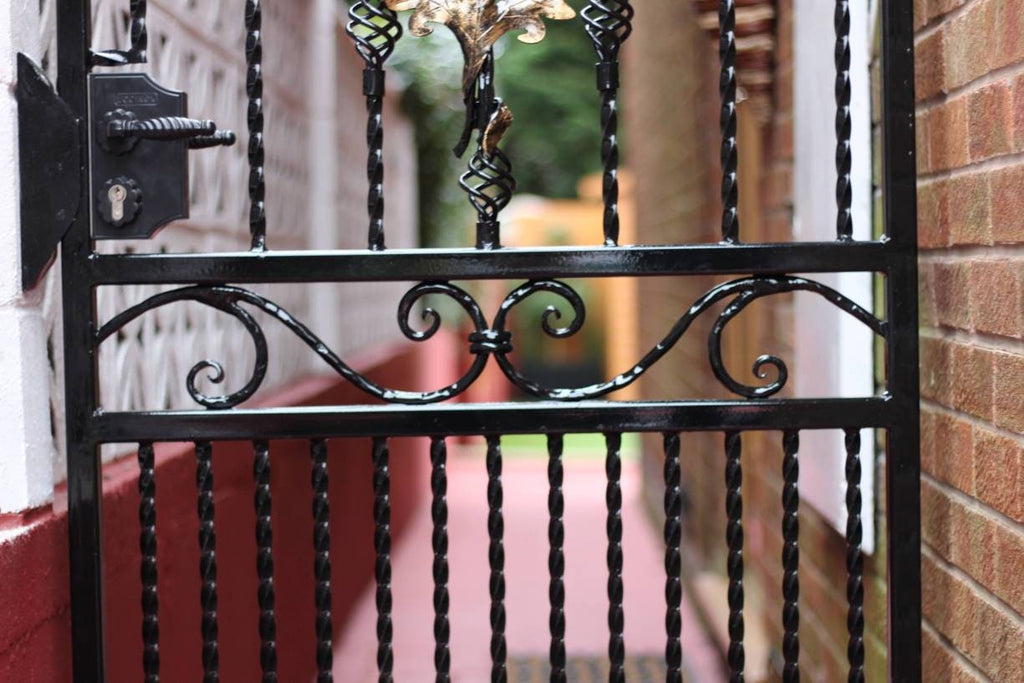 Custom Wrought Iron Gate with Flower & Scrollwork - Handmade. 36