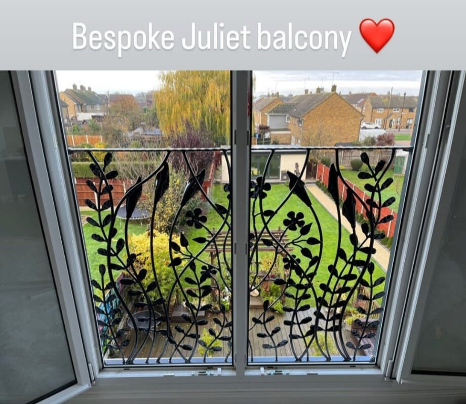 Custom Juliet Balcony - Hand Forged Ironwork - Flower Design. 15