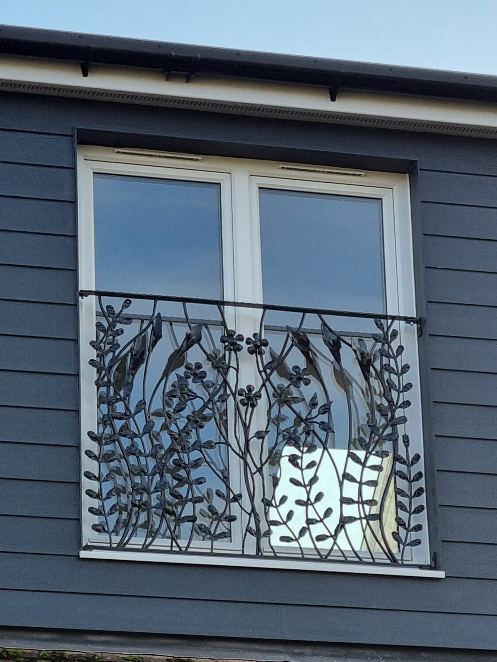 Custom Juliet Balcony - Hand Forged Ironwork - Flower Design. 15