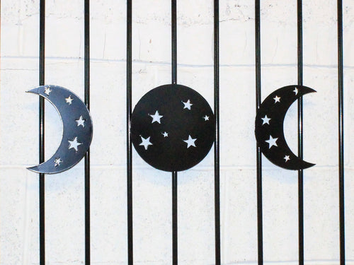 Bespoke Wrought Iron Juliet Balcony - Triple moon symbol. 70