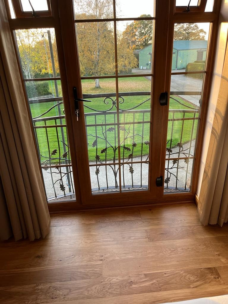 Bespoke Wrought Iron Juliet Balcony with Mesh Floor - Made to measure - Oak tree Design. 22
