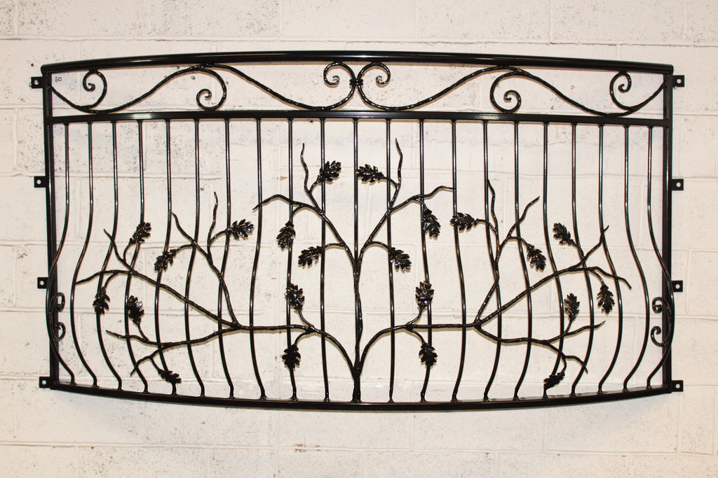 Bespoke Wrought Iron Juliet Balcony - Powder coated - Oak tree Design. 13