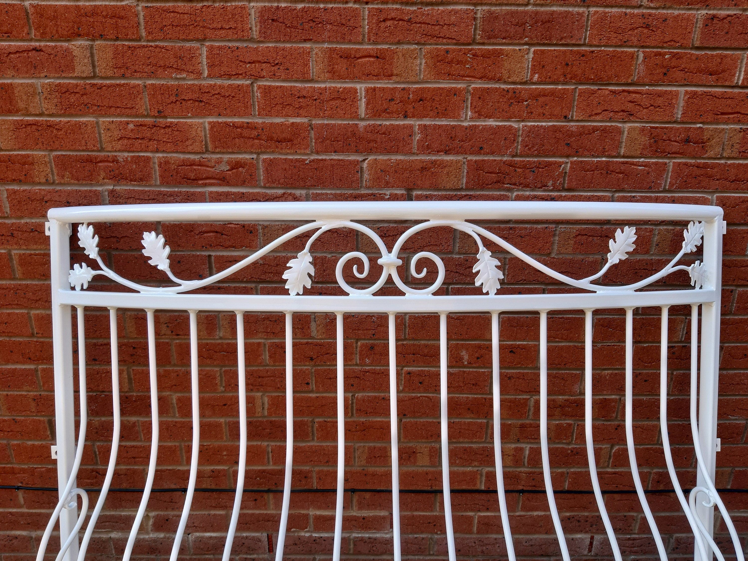 Bespoke Wrought Iron Juliet Balcony with Mesh Floor - Oak leaves Scrolls. 24