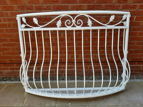 Bespoke Wrought Iron Juliet Balcony with Mesh Floor - Oak leaves Scrolls. 24