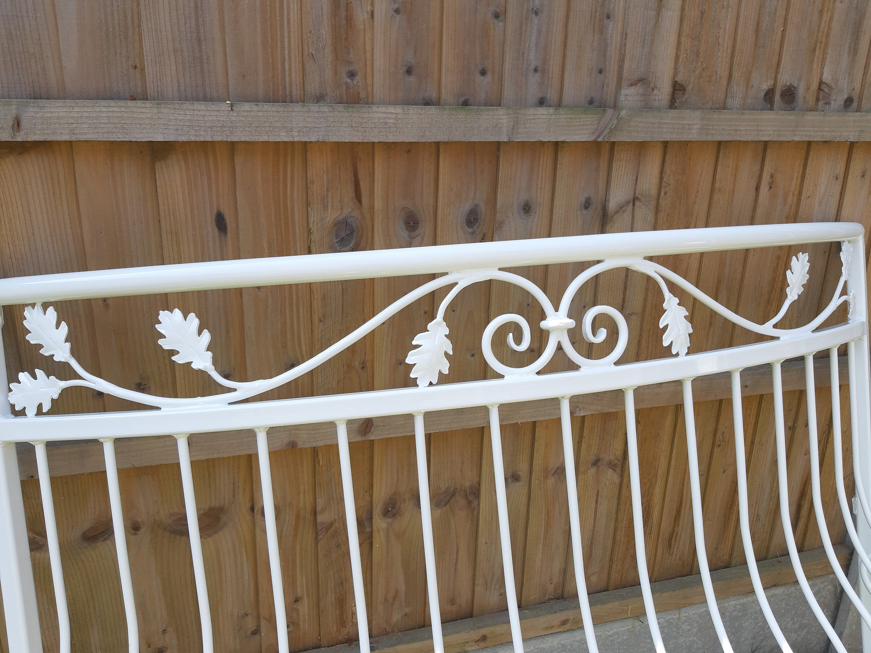 Bespoke Wrought Iron Juliet Balcony with Mesh Floor - Oak leaves Scrolls. 24