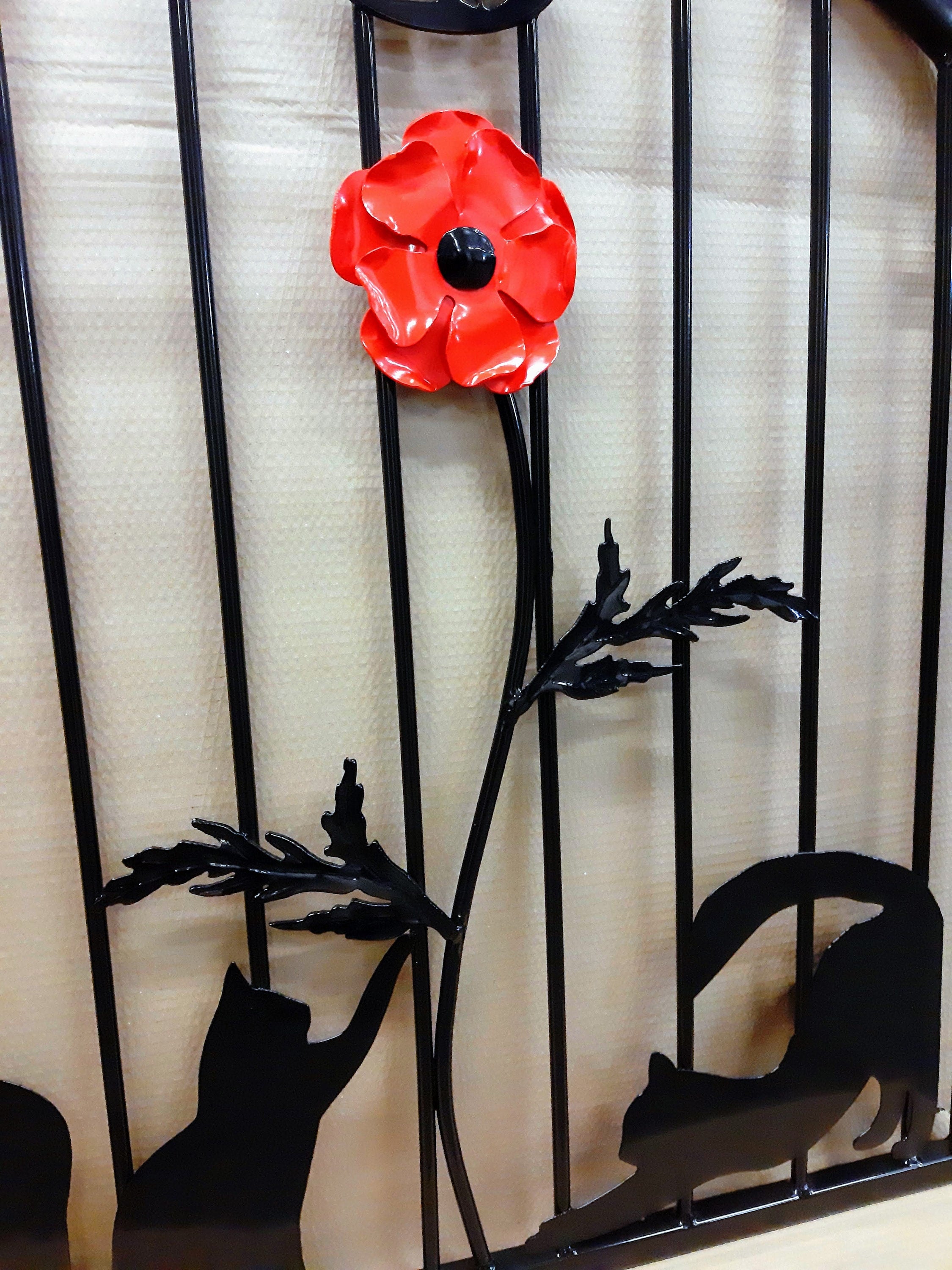Bespoke Hand Forged Wrought Iron Garden Gate - Cats & Poppy Design. 29