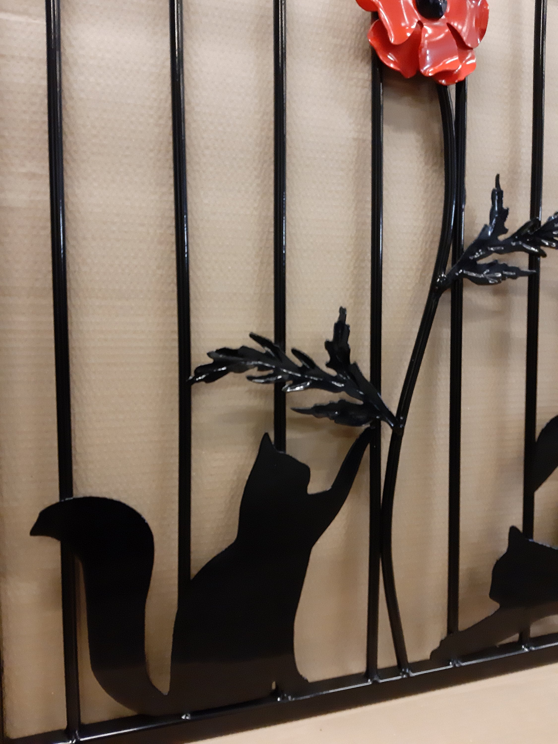 Bespoke Hand Forged Wrought Iron Garden Gate - Cats & Poppy Design. 29
