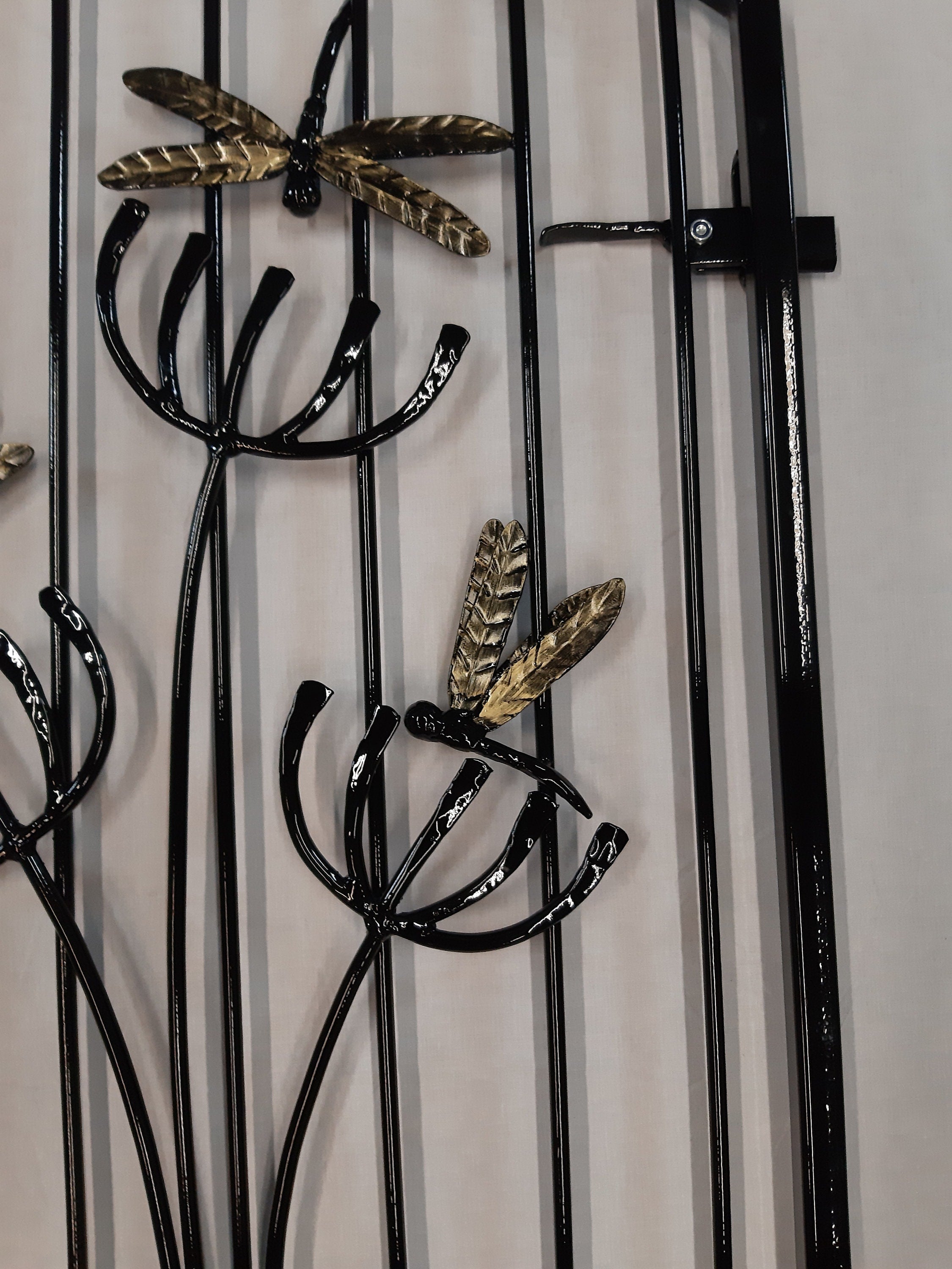Hand Forged Wrought Iron Gate - Bespoke Made to Measure - Dragonfly Design. 33