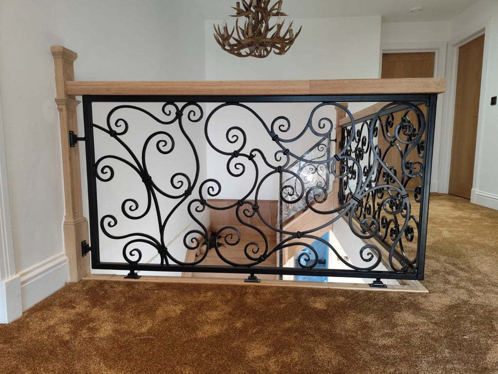 Bespoke Hand Forged Iron Staircase Railing – Elegant Scrollwork. 46