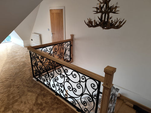 Bespoke Hand Forged Iron Staircase Railing – Elegant Scrollwork. 46