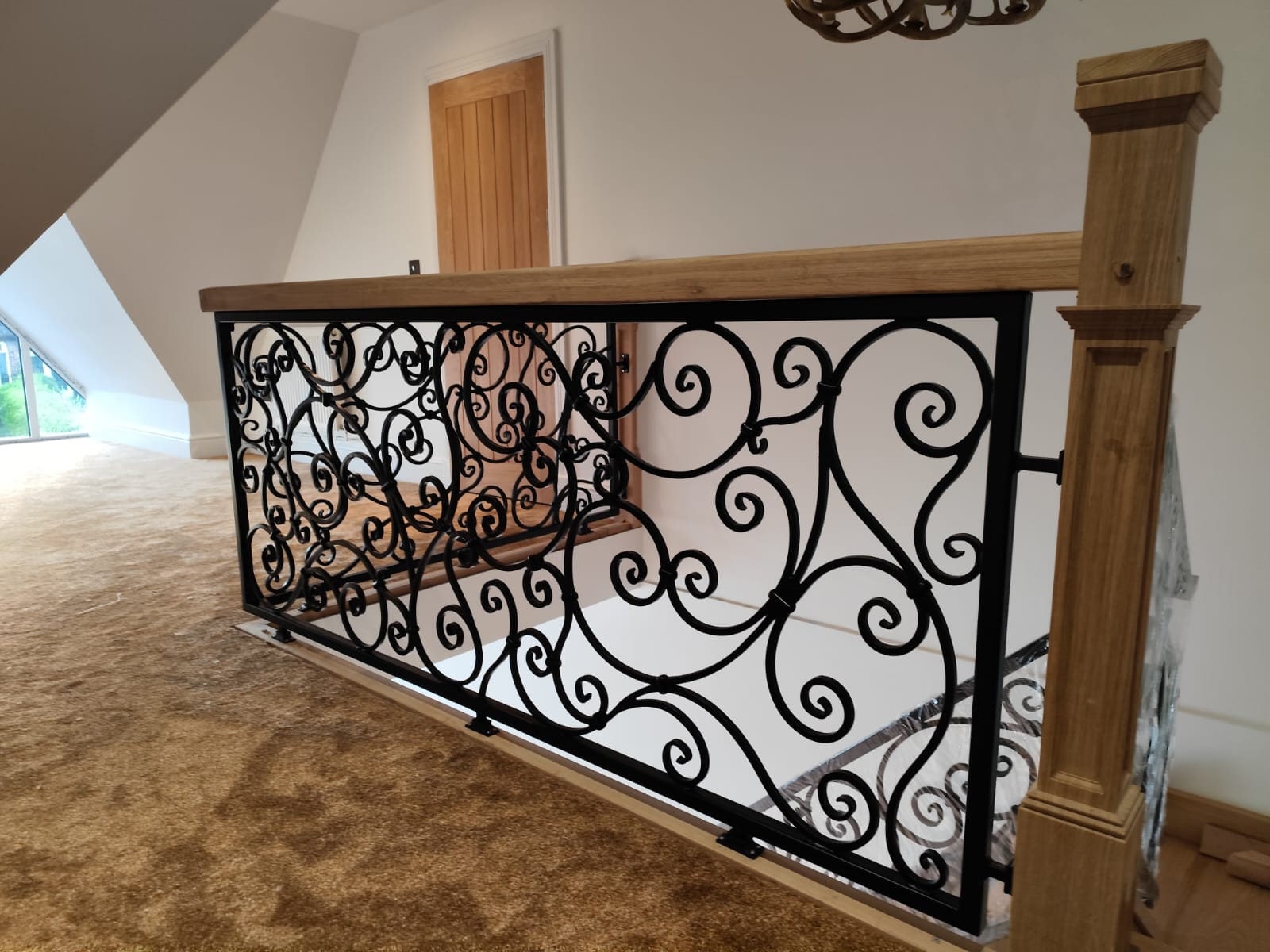Bespoke Hand Forged Iron Staircase Railing – Elegant Scrollwork. 46