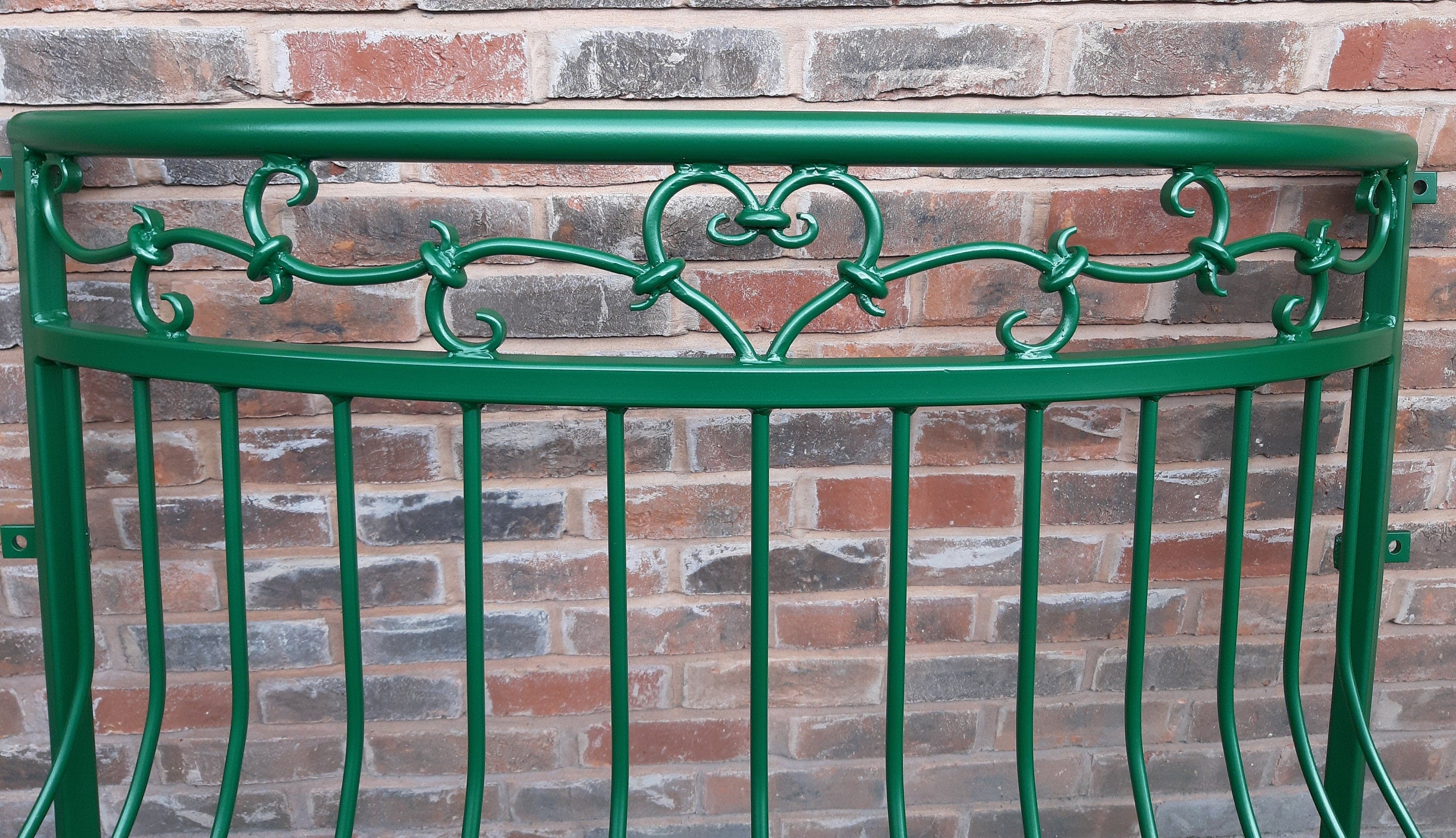 Bespoke Wrought Iron Juliet Balcony with Mesh Floor - Heart Design. 28