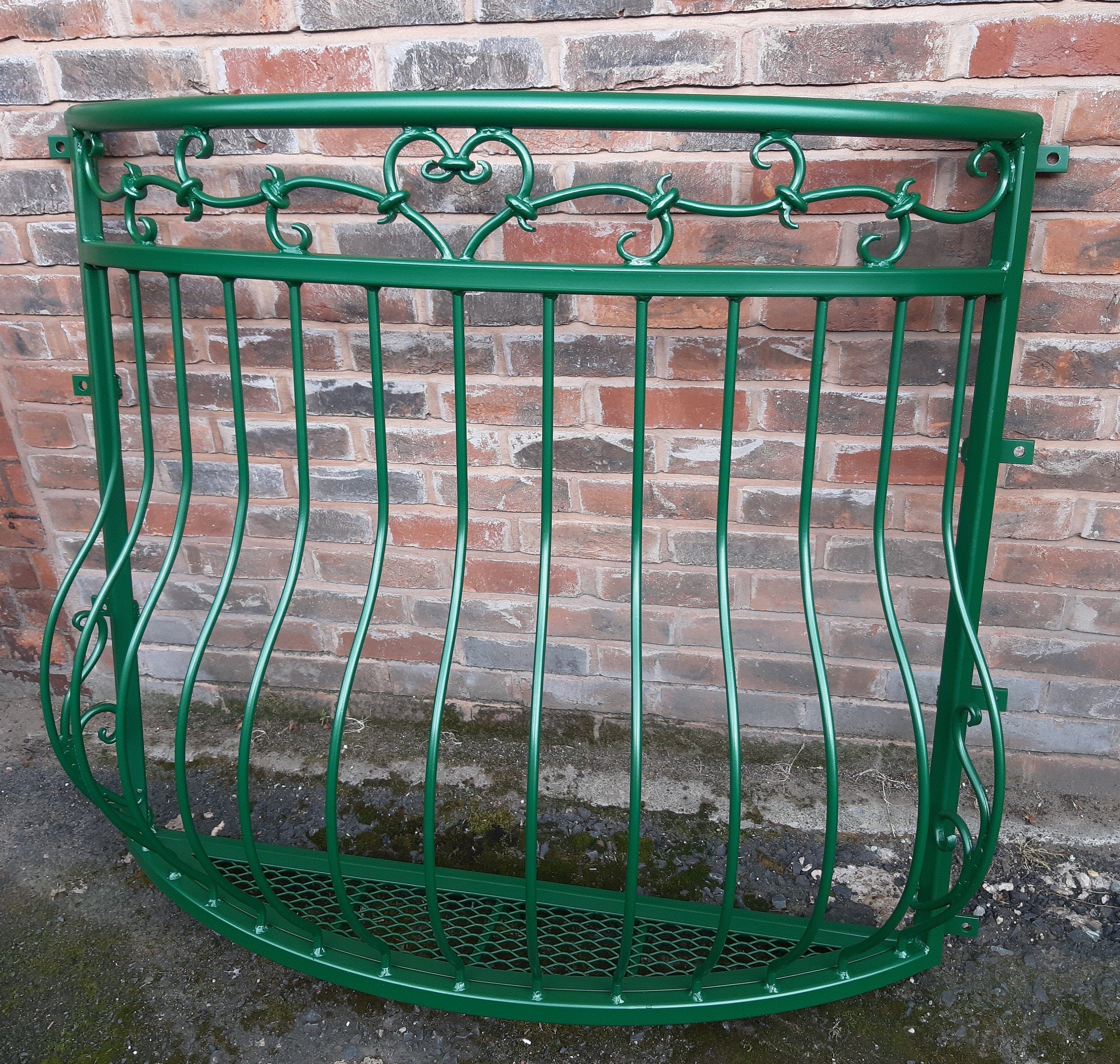 Bespoke Wrought Iron Juliet Balcony with Mesh Floor - Heart Design. 28