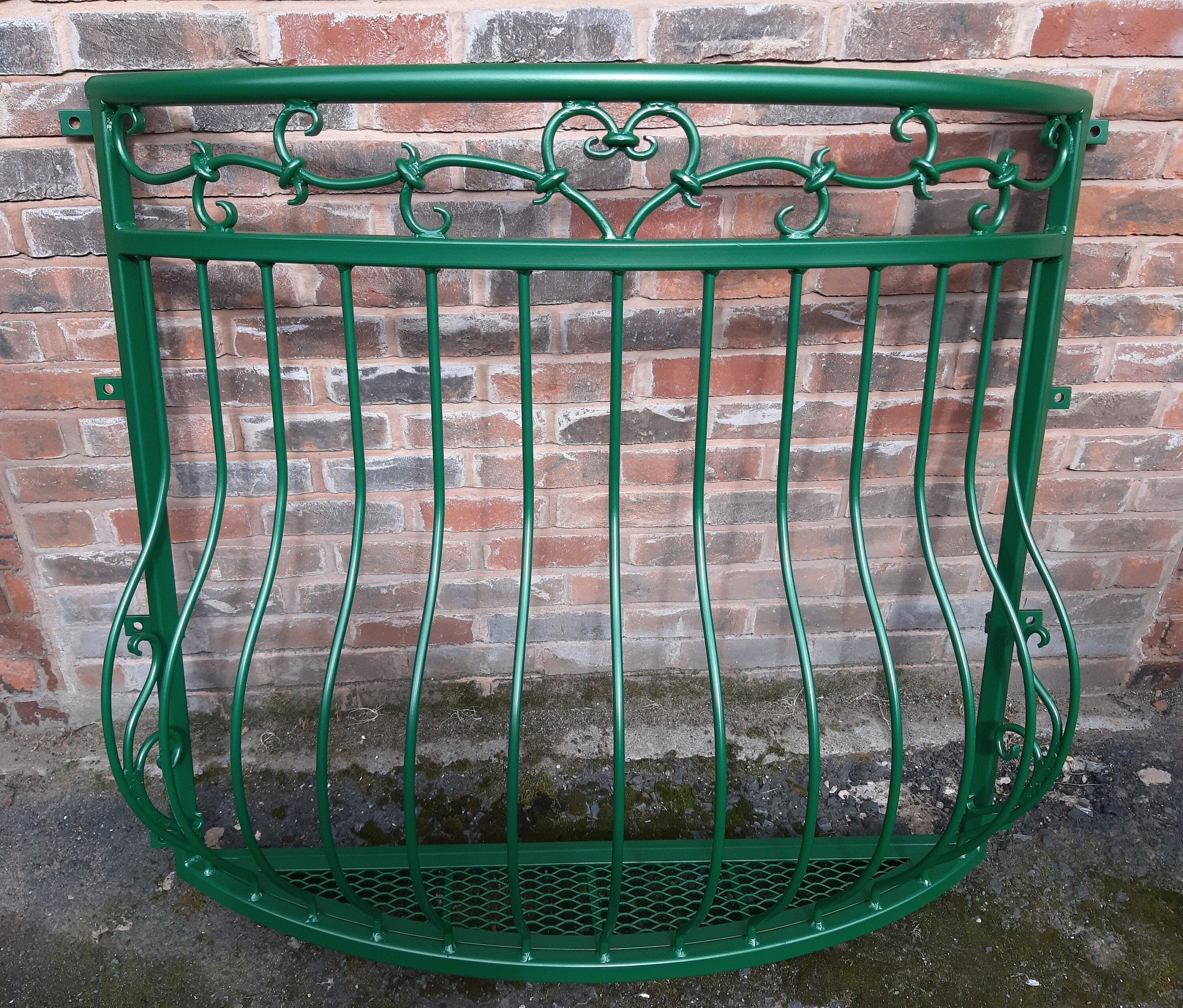 Bespoke Wrought Iron Juliet Balcony with Mesh Floor - Heart Design. 28