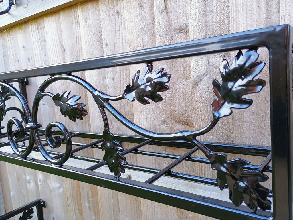 Hand Forged Metal Wall Planter Basket - Leaf Scroll Design. 39