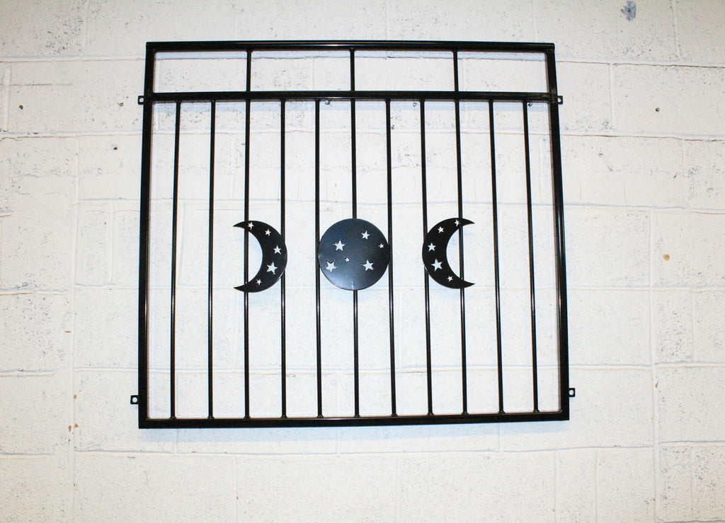 Bespoke Wrought Iron Juliet Balcony - Triple moon symbol. 70