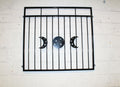 Bespoke Wrought Iron Juliet Balcony - Triple moon symbol. 70