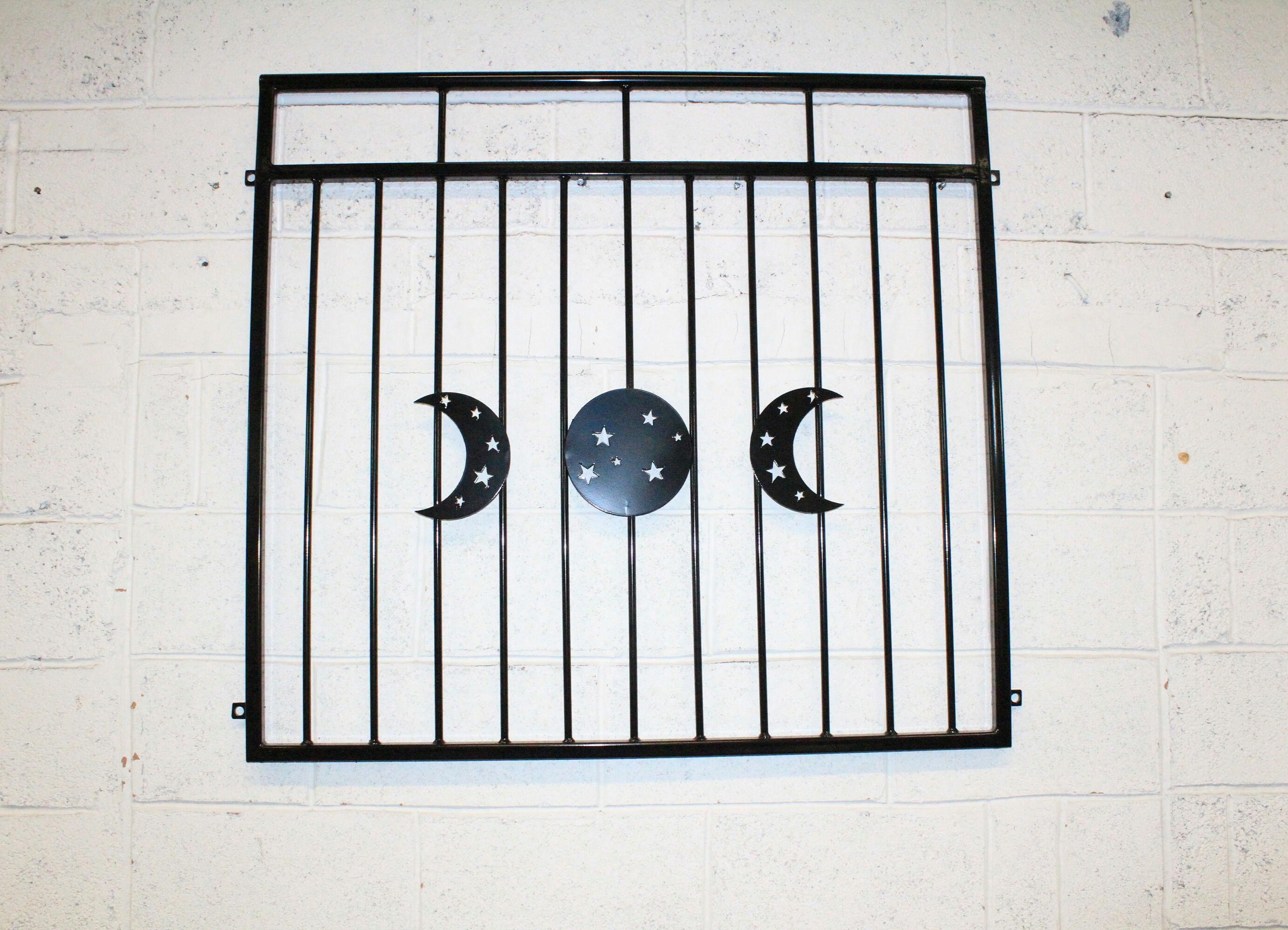 Bespoke Wrought Iron Juliet Balcony - Triple moon symbol. 70