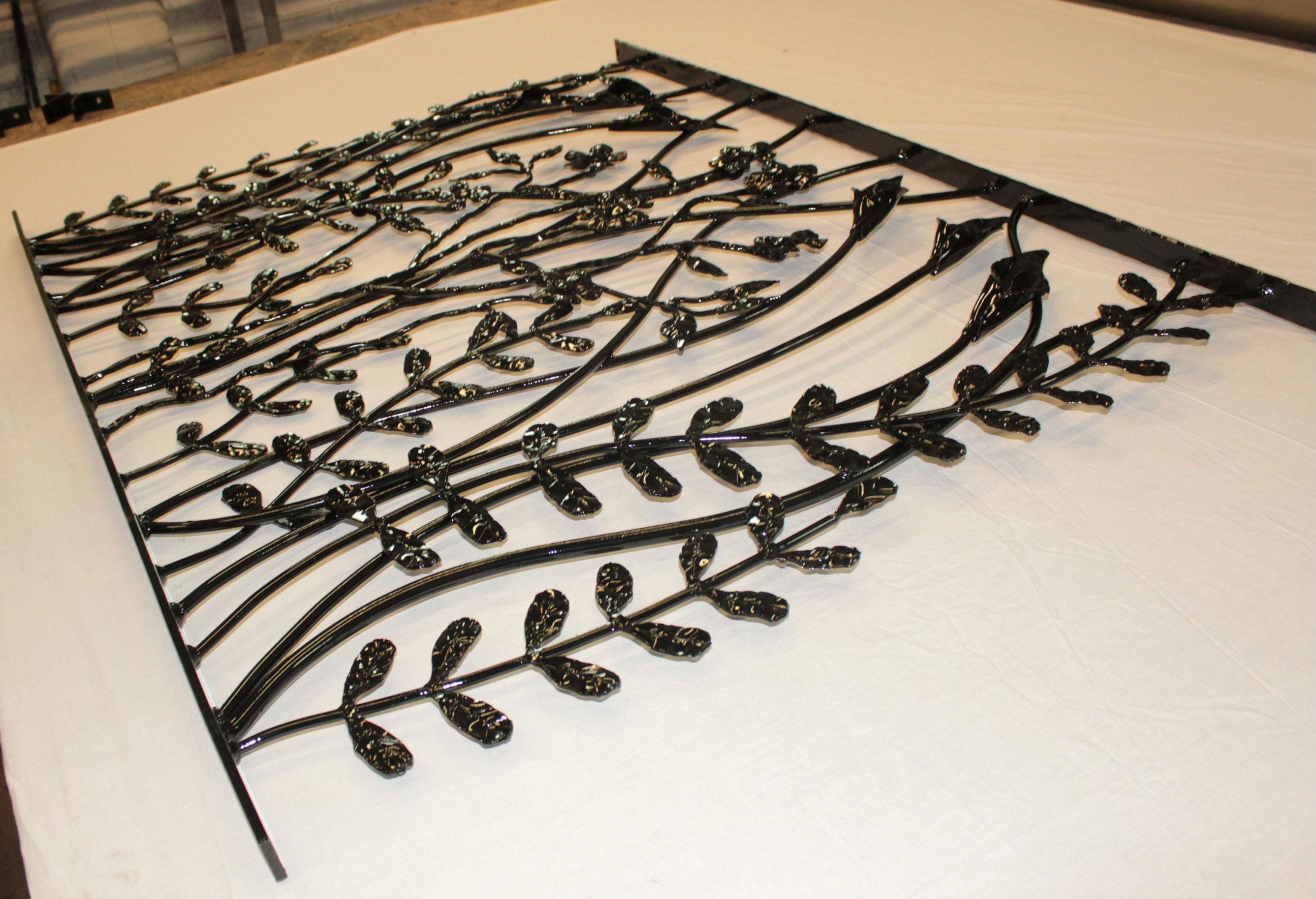Custom Juliet Balcony - Hand Forged Ironwork - Flower Design. 15