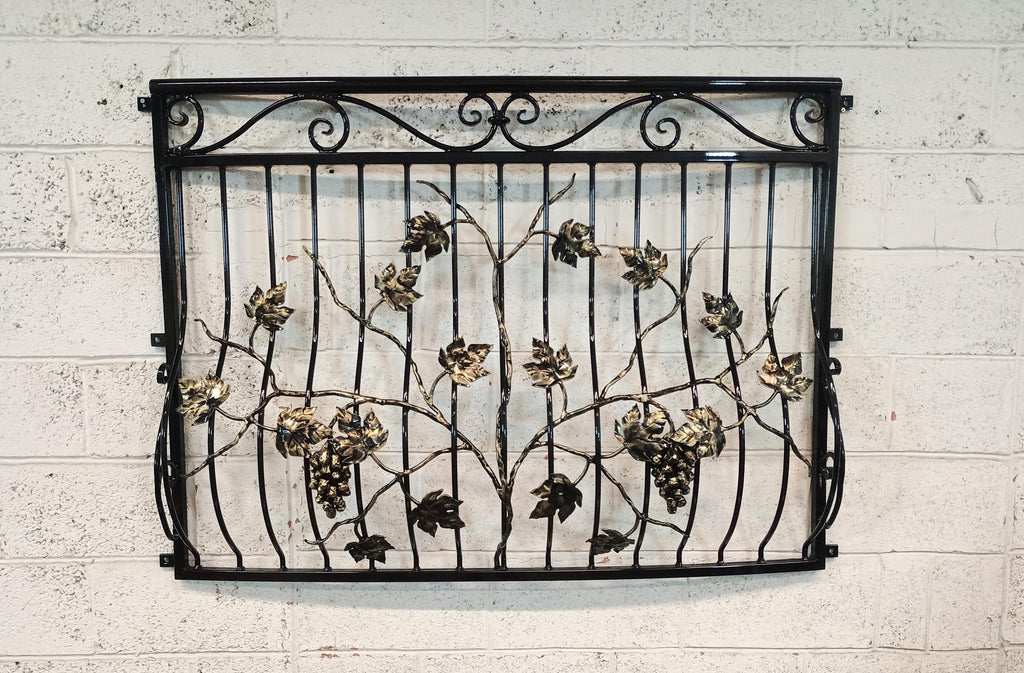 Bespoke Wrought Iron Juliet Balcony - Grape Vine Design - Powder coated. 14