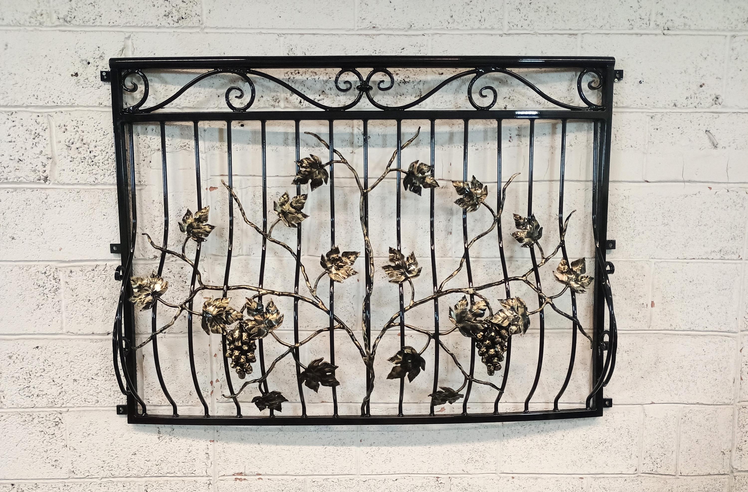 Bespoke Wrought Iron Juliet Balcony - Grape Vine Design - Powder coated. 14