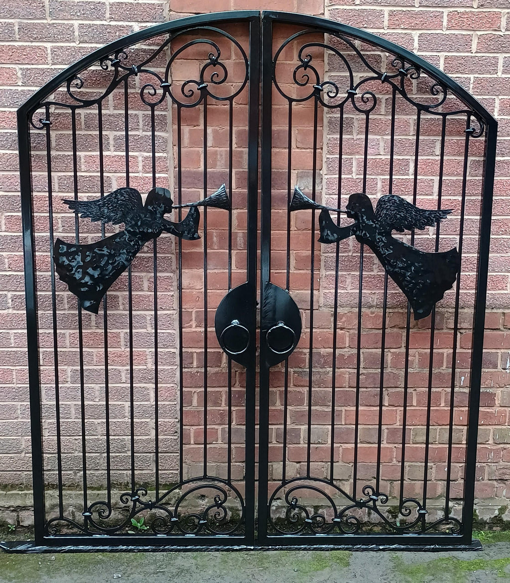 Hand Forged Wrought Iron Driveway Gate - Angel Design. 37