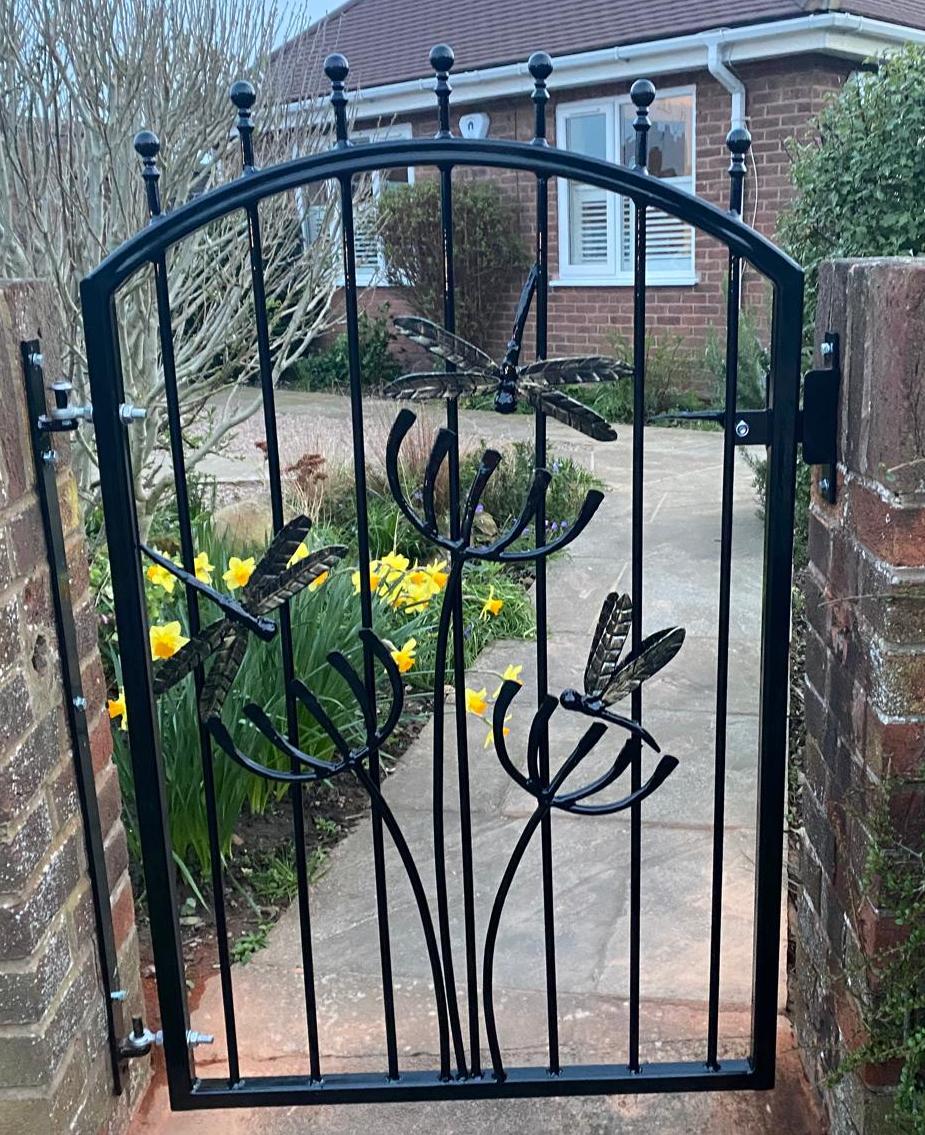 Hand Forged Wrought Iron Gate - Bespoke Made to Measure - Dragonfly Design. 33