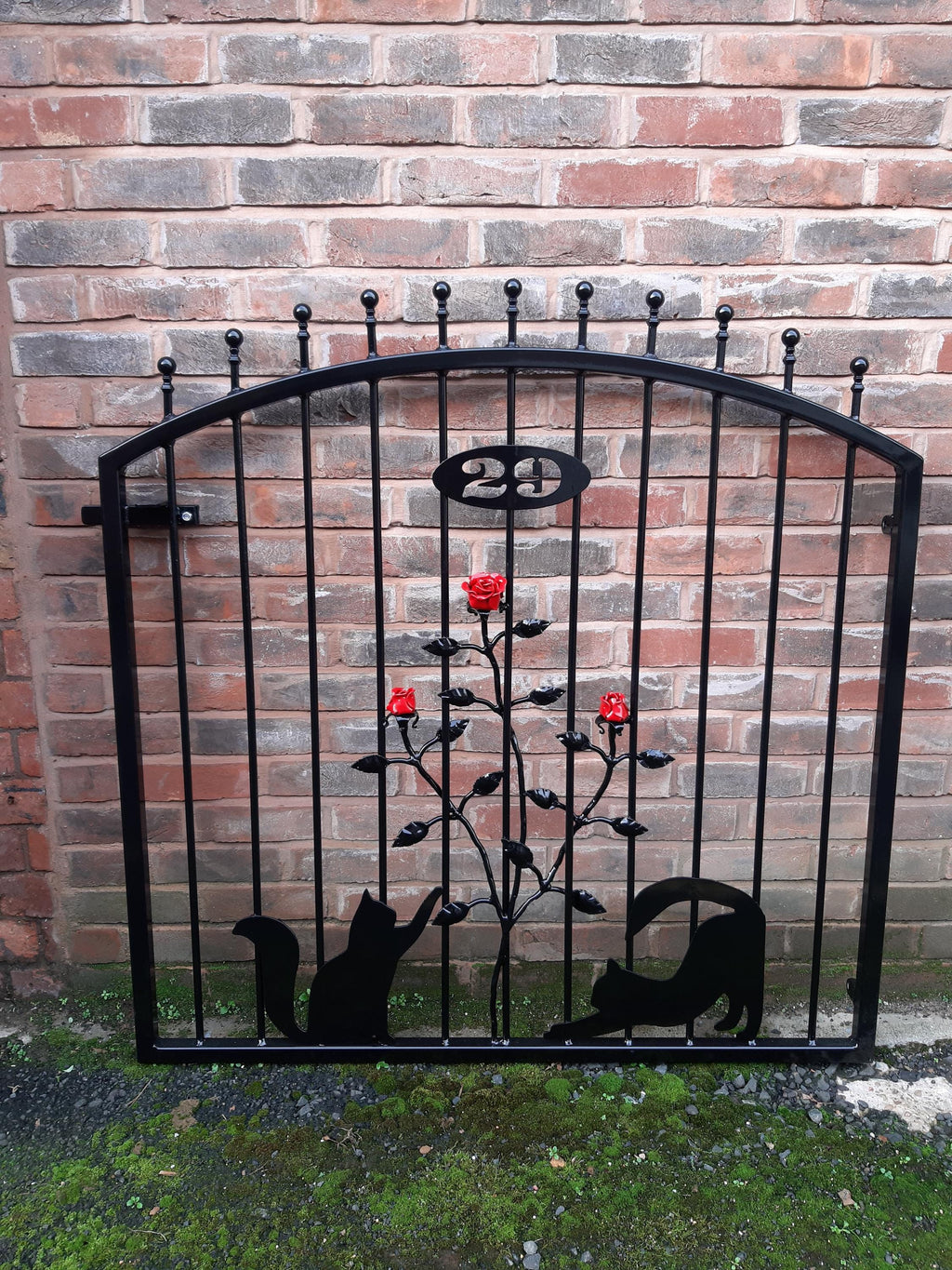 Made To measure Wrought Iron Garden Gate - Cats & Roses Design. 32