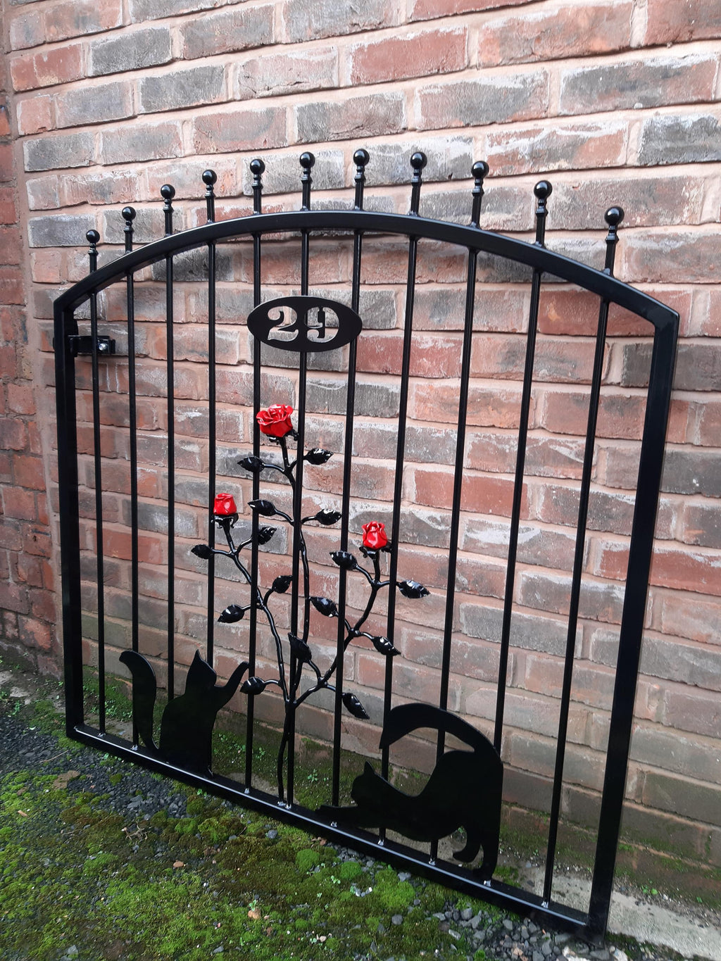Made To measure Wrought Iron Garden Gate - Cats & Roses Design. 32
